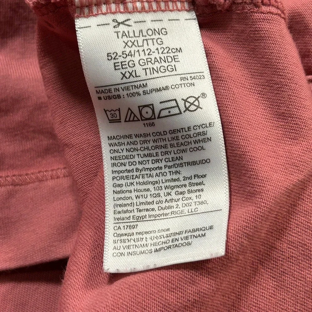 Banana Republic Authentic Tee XXL Tall 2XLT Pink Supima Cotton Pocket T-Shirt
